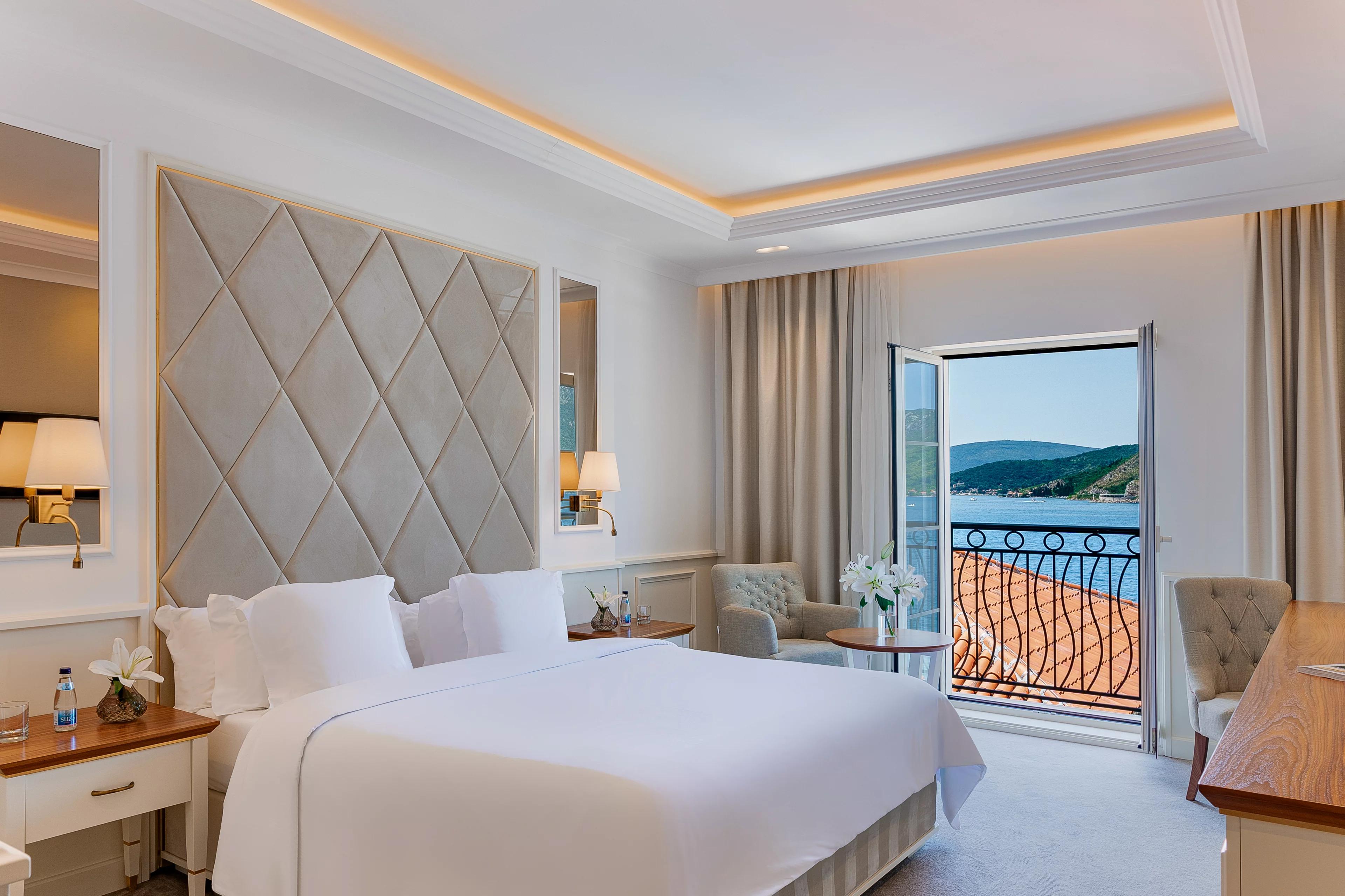 Heritage Grand Perast — elegant bay-view room with open balcony